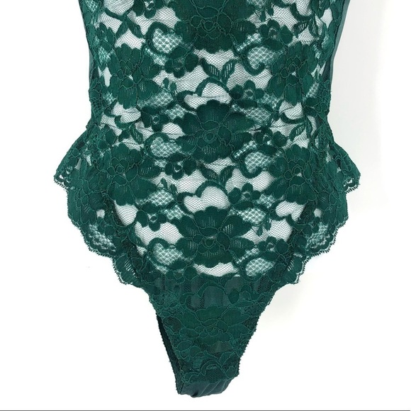 Vintage Gold Label Victoria’s Secret Lace Bodysuit Lingerie Green Size 34B - Picture 3 of 9